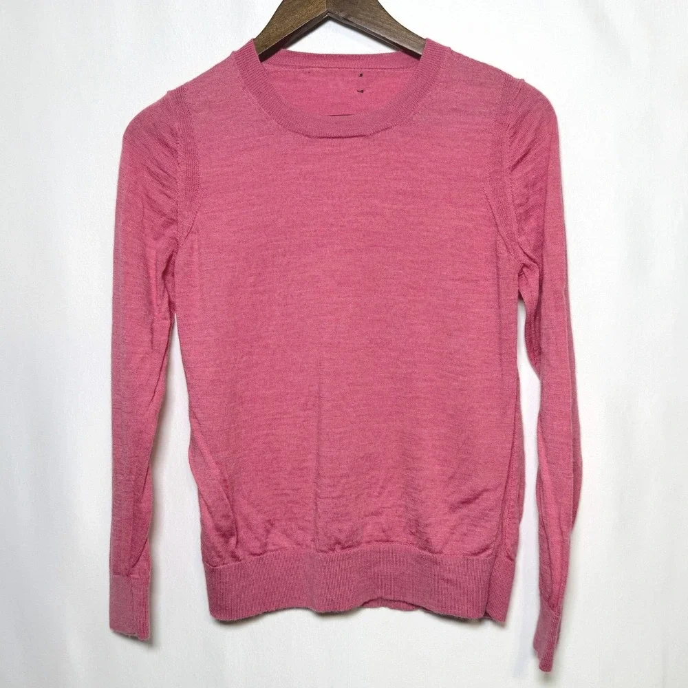 J Crew Pink Extra Fine Merino Wool Crewneck Sweater Womens Medium HOL18 355679